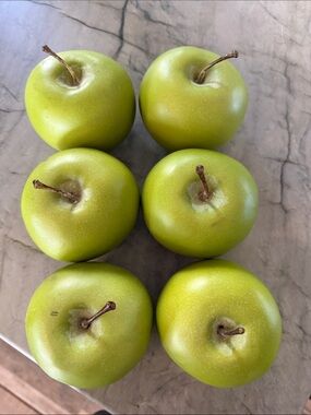 Set of 6 Decorative Green Apples - Realistic Faux Fruit - bowl filler